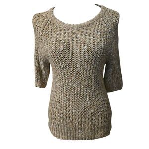 VTG Yarn Works Knit Crochet Sweater Small Ramie Linen Blend Fisherman Chunky